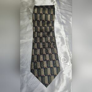 Bill Blass Black and Gold Checkered Tie